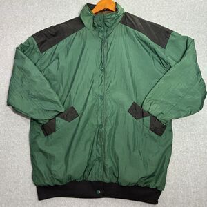 Men’s XL Vintage Reversible Aztec Jacket Green Black Nylon Wool Blend Southwest